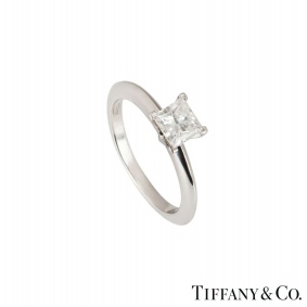 Tiffany & Co. Platinum Princess Cut Diamond Ring 0.71ct G/VVS1
